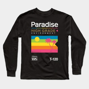 Retro VHS Paradise Pun Tropical Sunset Long Sleeve T-Shirt